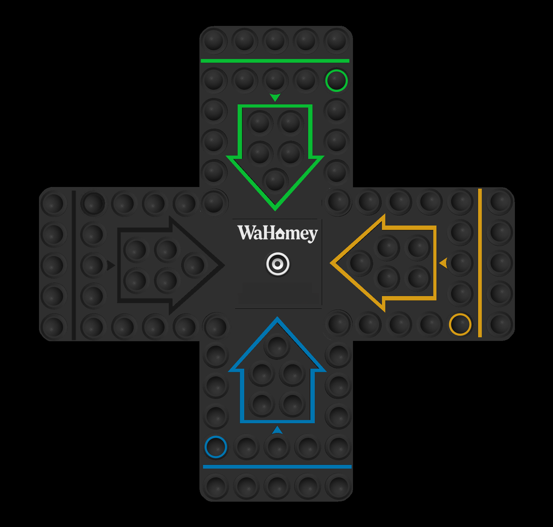 WaHomey board preview (blue, black, green, yellow)