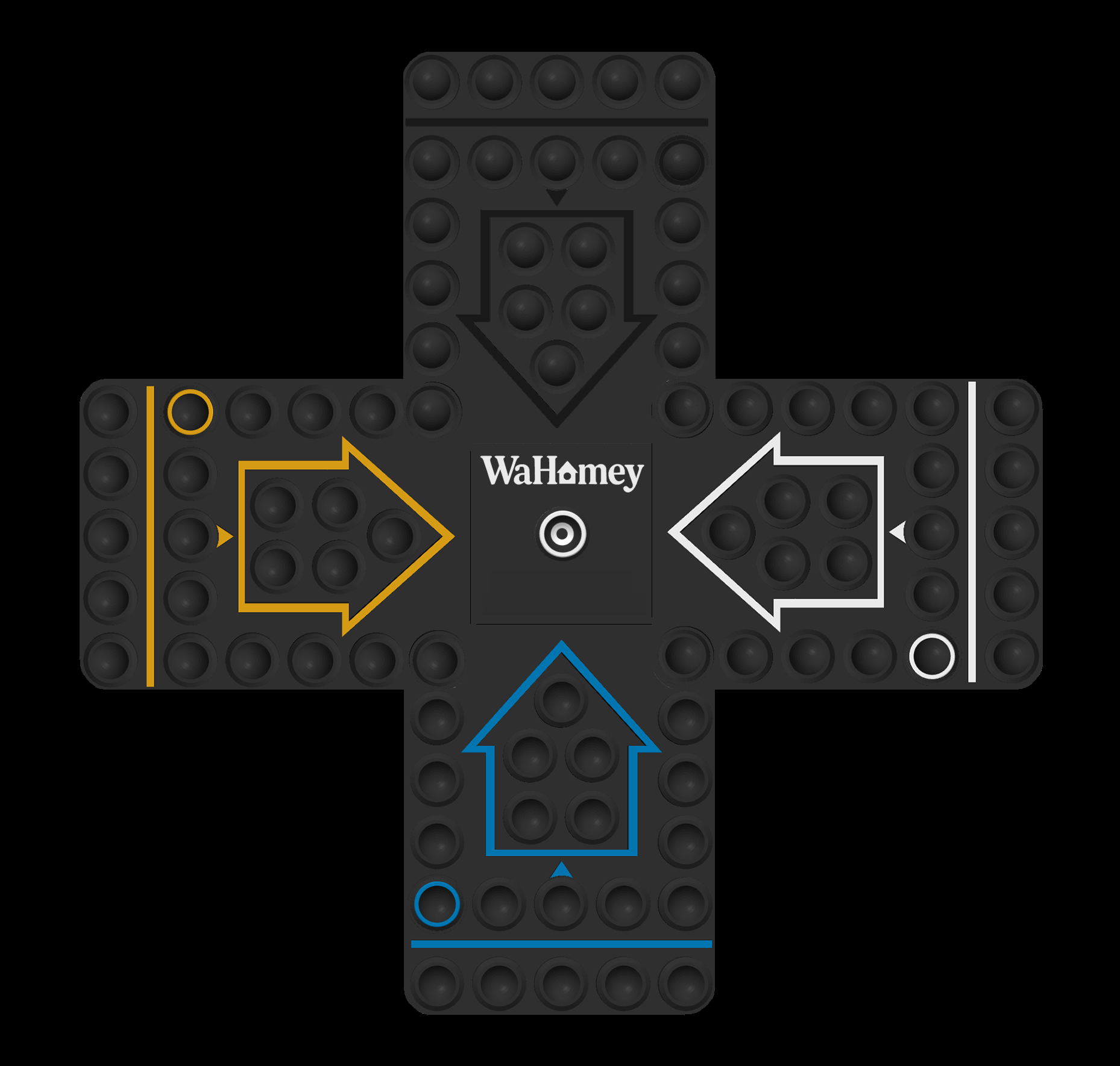 WaHomey board preview (blue, yellow, black, white)