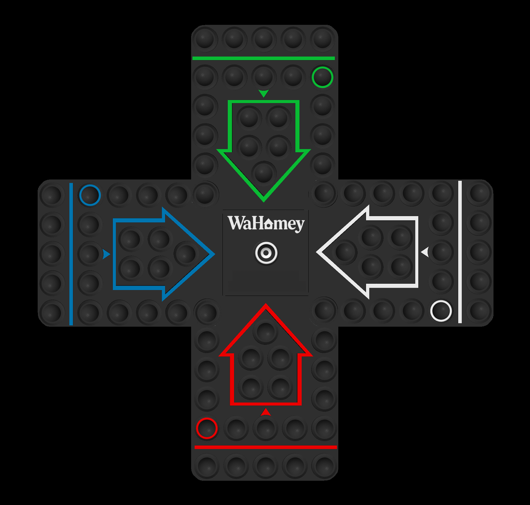 WaHomey board preview (red, blue, green, white)