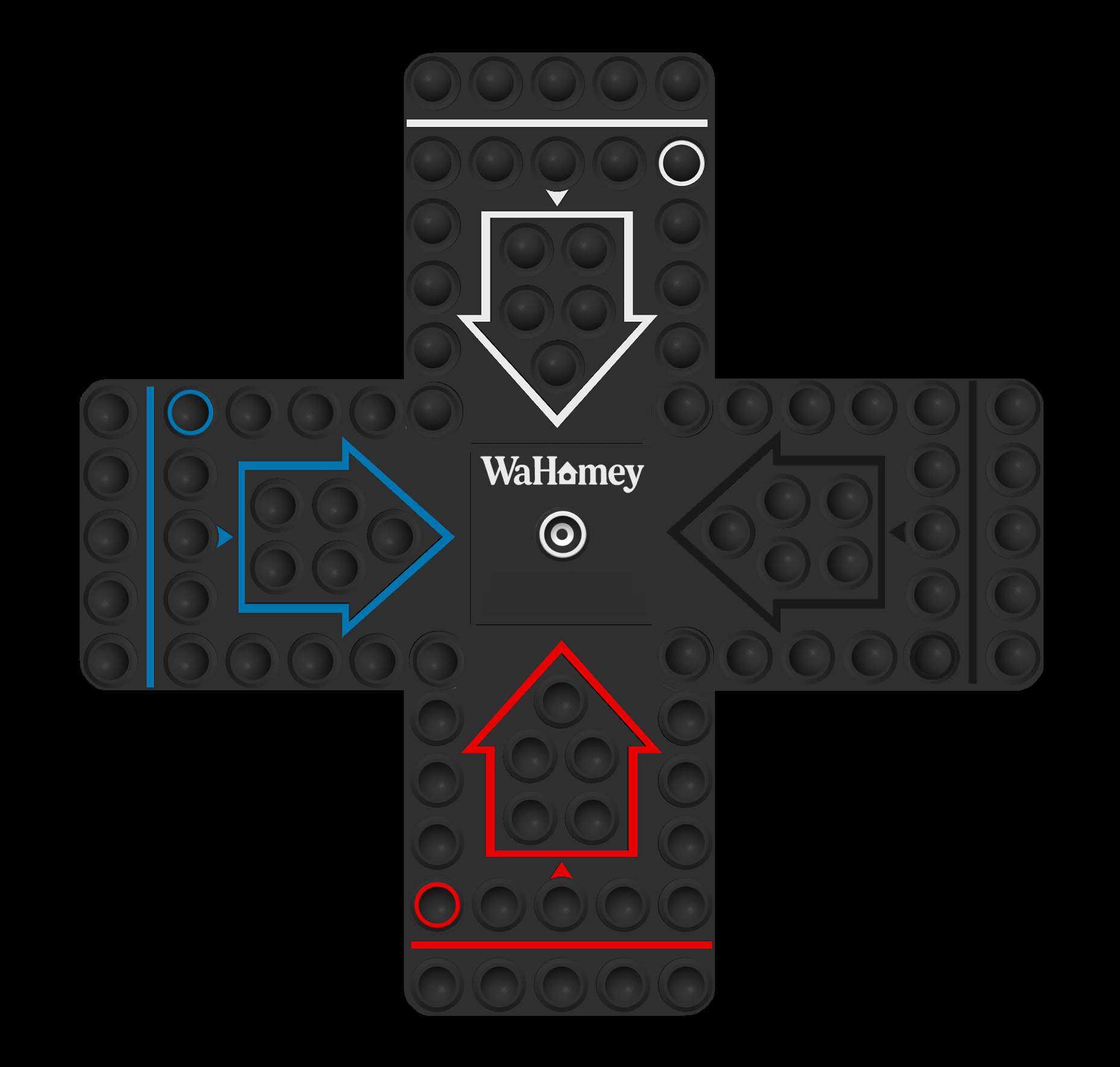 WaHomey board preview (red, blue, white, black)