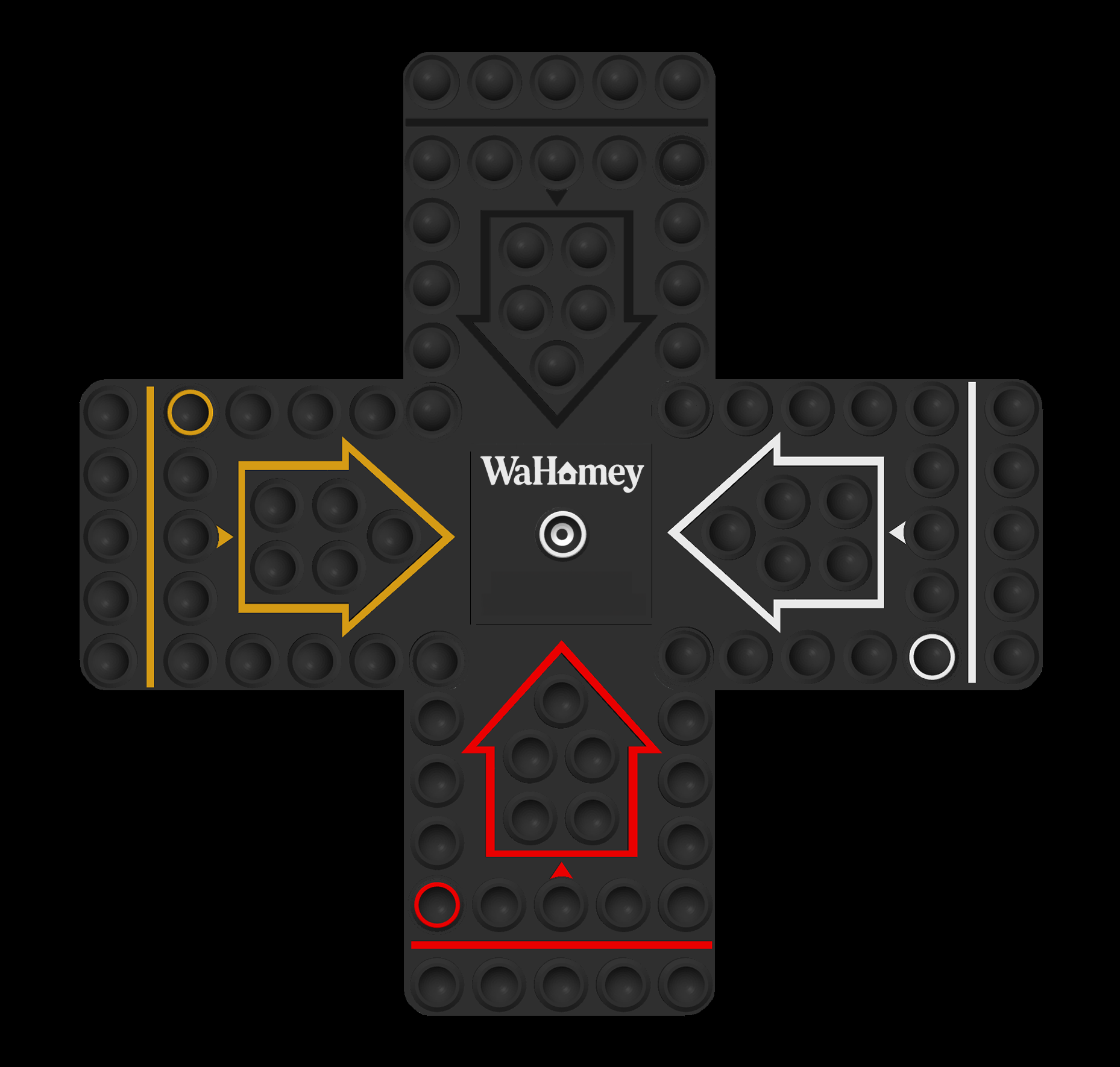 WaHomey board preview (red, yellow, black, white)